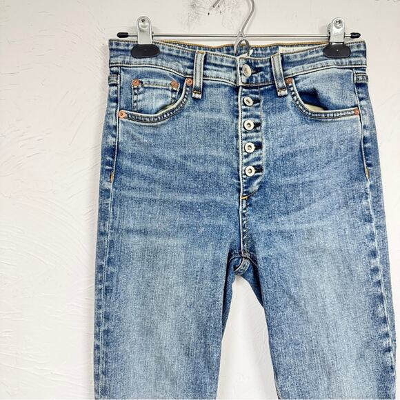 Rag & Bone Blue Nina High Rise Skinny Jeans Women 26 Button Fly Acid Wash Casual - Picture 5 of 12